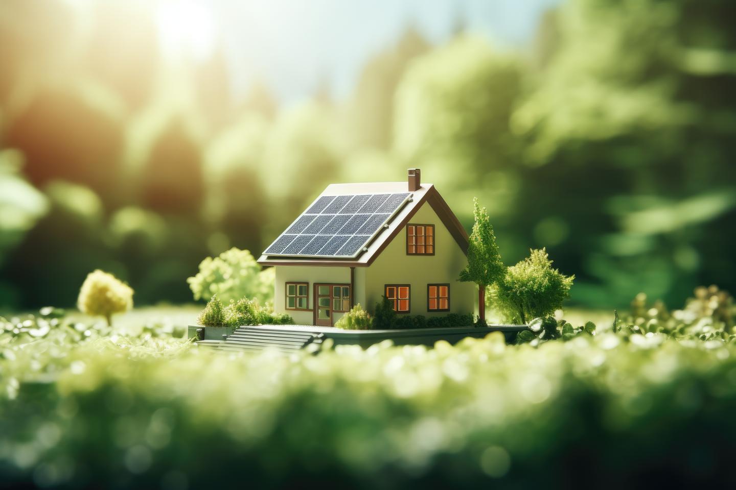 Miniaturhaus mit Solar im Grünen