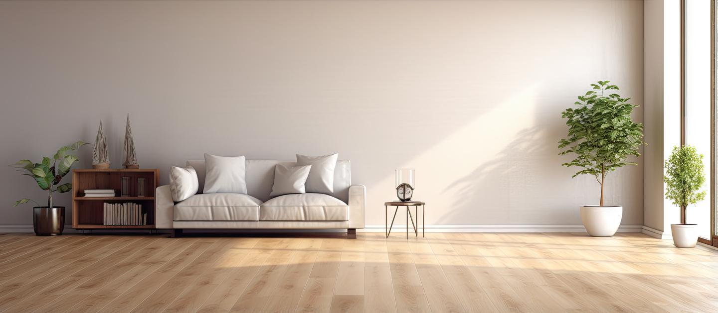 Wohnzimmer mit Sofa und Holzfußboden