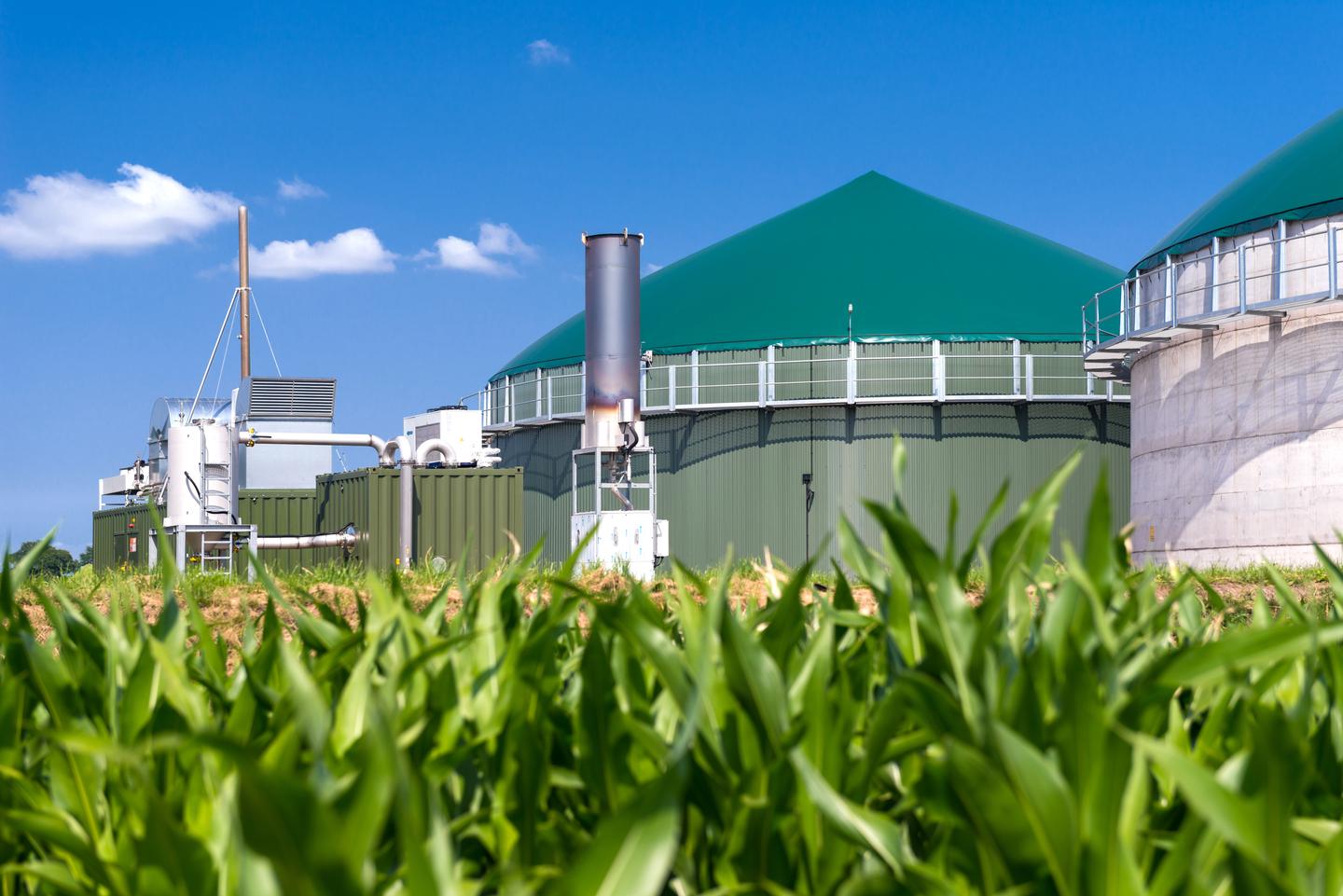 Detailansicht einer Biogasanlage